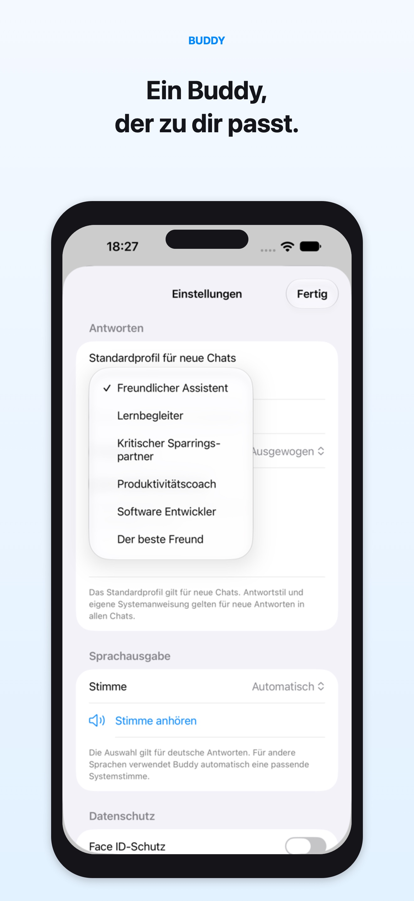 Auswahl verschiedener Buddy-Profile