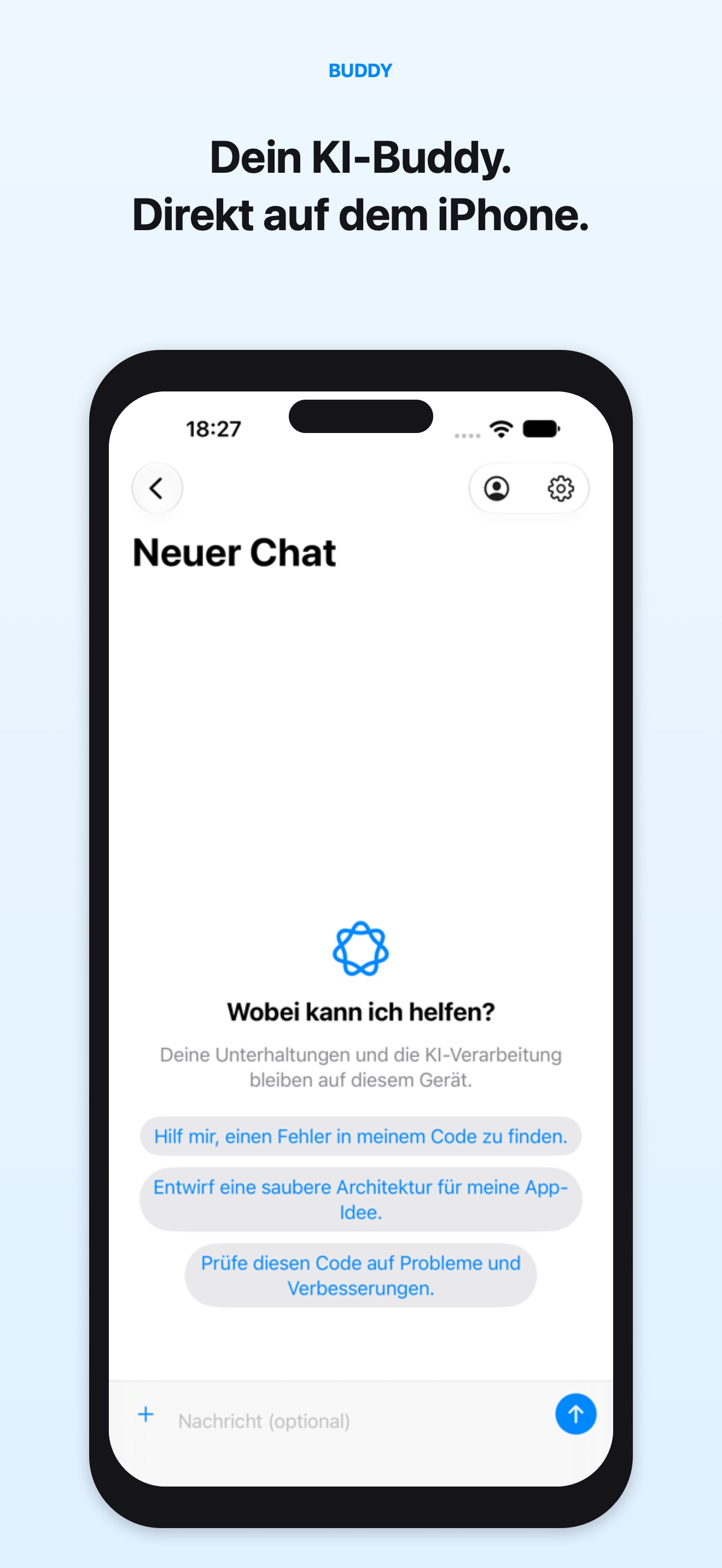 Startansicht des Profils Software-Entwickler